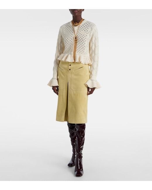 Chloé Yellow Suede Midi Skirt
