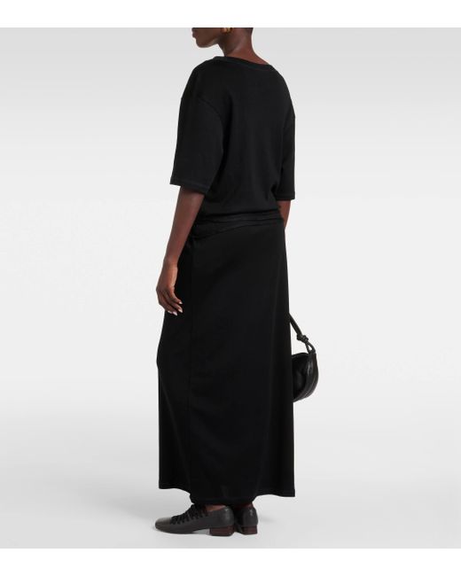 Lemaire Black Ribbed-knit Cotton Shirt Dress