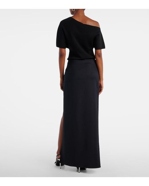 Coperni Black Garter Cotton-Blend Jersey Maxi Skirt