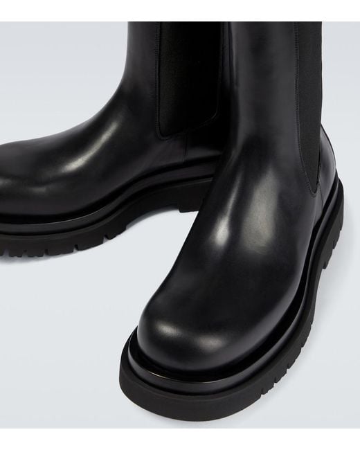 Bottega Veneta Black Lug Combat Rubberised Chelsea Boots for men