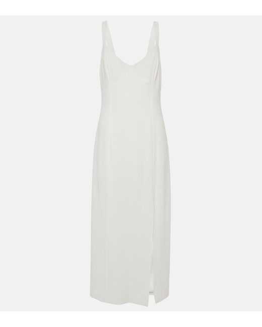 Rixo White Bridal Eli Crepe Midi Dress