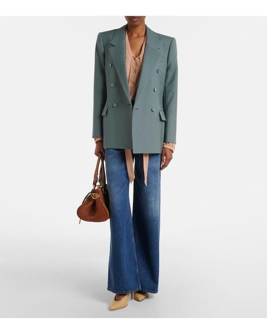Chloé Blue Double-Breasted Wool Blazer