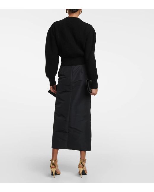 Cardigan cropped in lana e cashmere di Alexander McQueen in Black