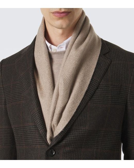 Zegna White Fringed Cashmere Scarf for men