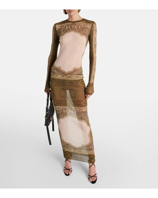 Vestido largo de malla estampado Jean Paul Gaultier de color Natural