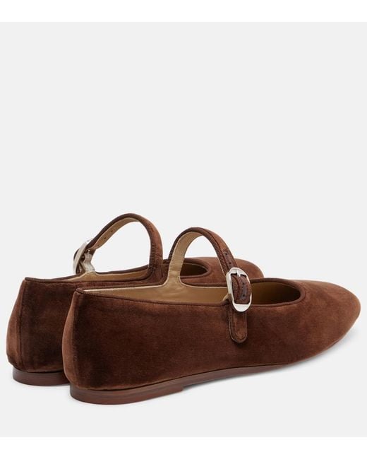Le Monde Beryl Brown Velvet Mary Jane Flats