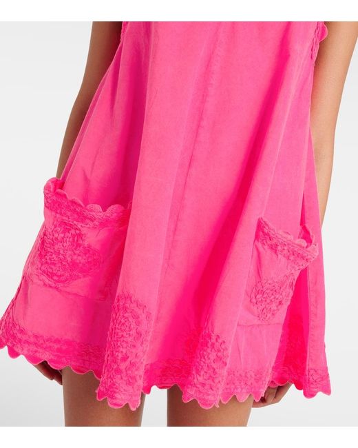 Juliet Dunn Pink Besticktes Minikleid Aus Baumwollpopeline