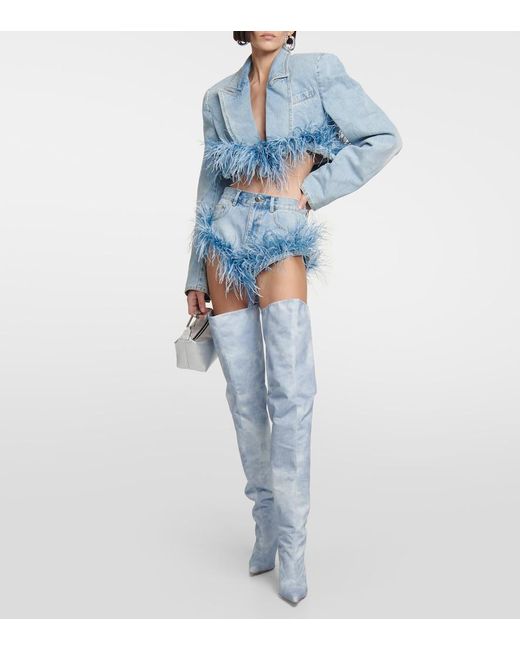 Gia Borghini Blue Gia 33 Denim Over-The-Knee Boots