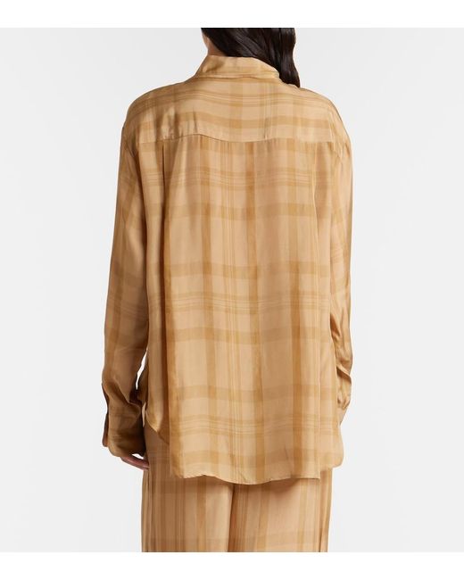Frankie Shop Natural Peri Checked Twill Shirt