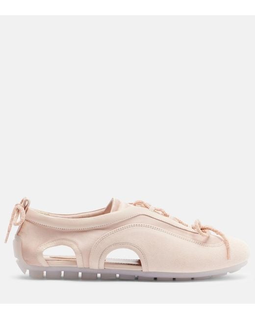 Simone Rocha Pink Cutout Suede-Trimmed Satin Sneakers