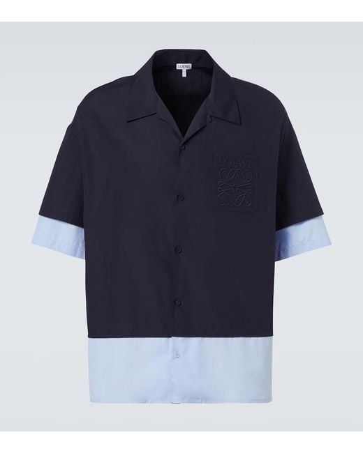 Camisa Bowling De Popelin De Algodon Loewe de hombre de color Blue