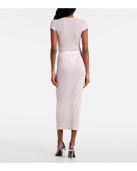 Wardrobe NYC Pink Sheer Midi Skirt