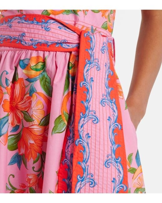 Robe Midi Sicily Flowers En Coton Farm Rio en coloris Red