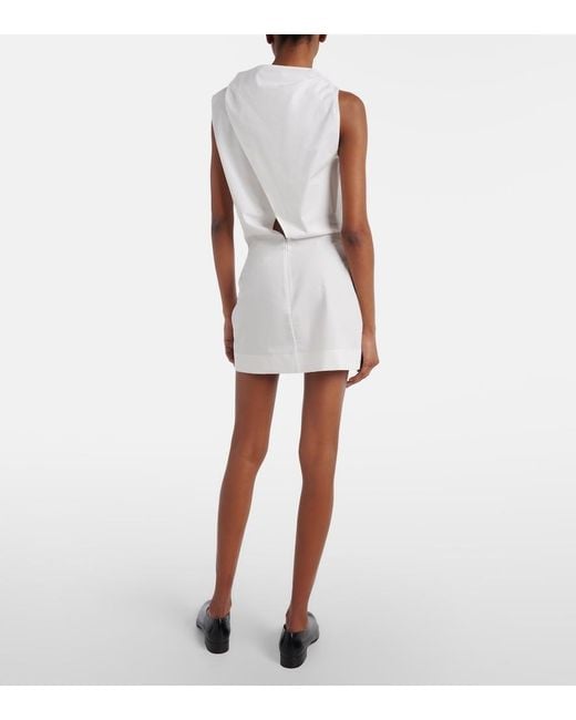 Khaite White Astor Draped Cotton Poplin Minidress