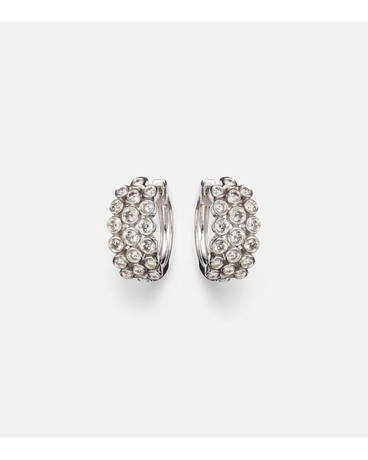 Anita Ko White Three Row 18Kt Huggie Earrings With Diamonds