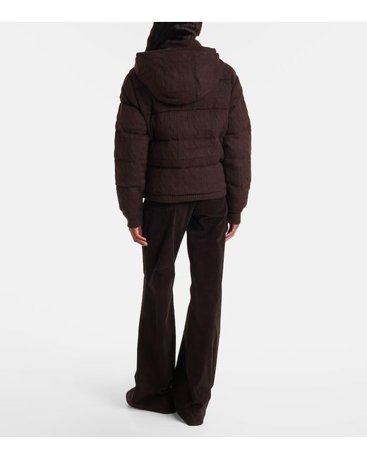 Polo Ralph Lauren Brown Cable-Knit Wool And Cashmere Puffer Jacket
