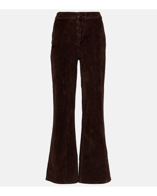 Pantalon a taille haute en velours de coton melange Loewe en coloris Brown
