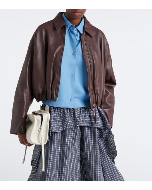 Loewe Brown Draped Leather Jacket
