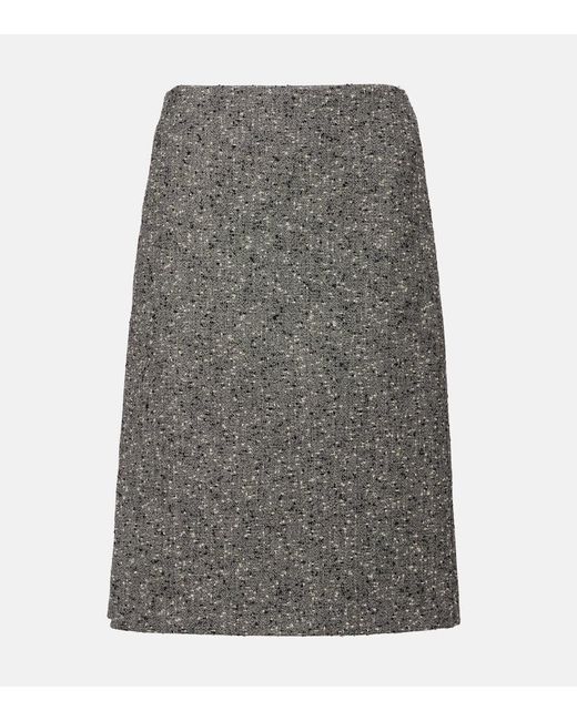 Gucci Gray Wool-Blend Midi Skirt