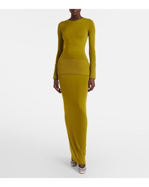 Alaïa Green Knitted Wool Maxi Dress