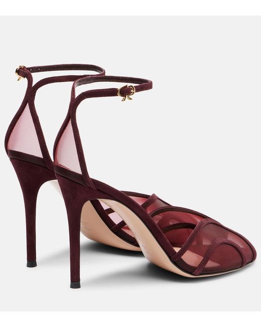 Gianvito Rossi Red 95 Suede And Mesh Sandals