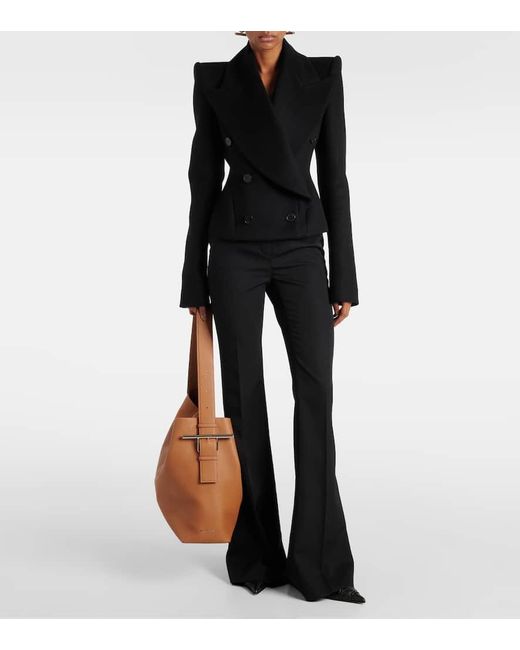 Alexander McQueen Black Double-Breasted Wool And Cashmere Blazer