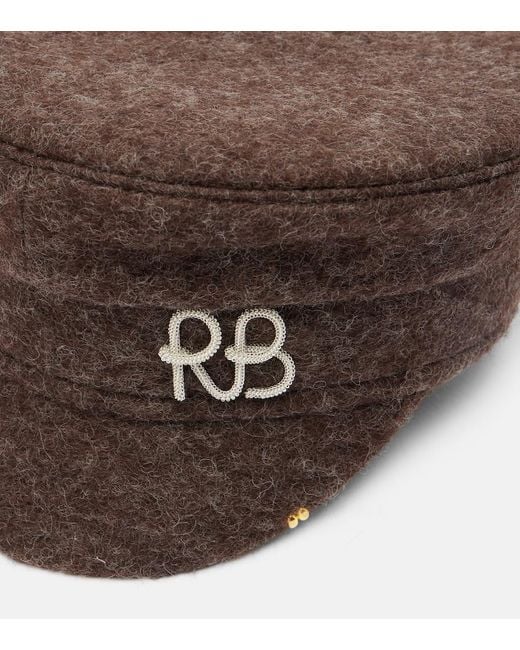 Ruslan Baginskiy Brown Pierced Wool-Blend Newsboy Cap