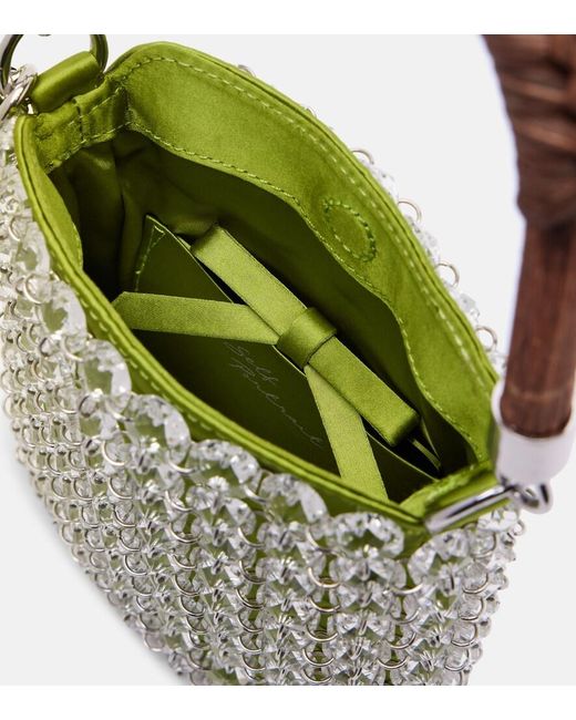 Self-Portrait Green Chandelier Mini Embellished Top-Handle Bag