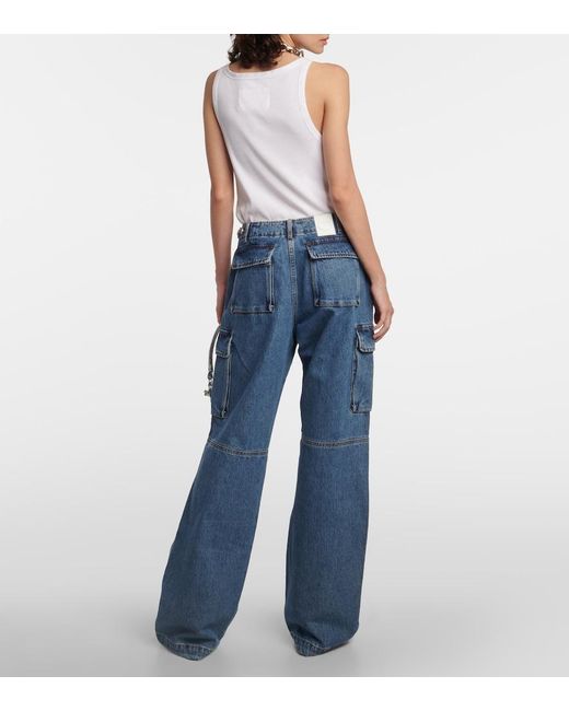 Coperni Blue Wide-Leg Denim Cargo Pants