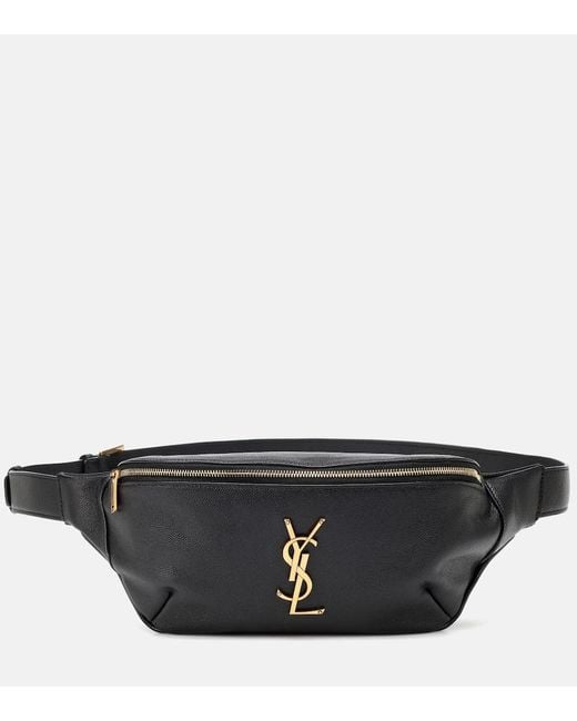 Saint Laurent Black Classic Monogram Leather Belt Bag