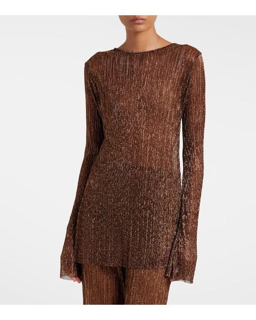 Cala De La Cruz Brown Loretta Lame Top