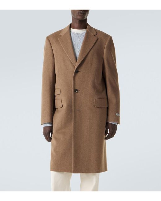 Canali Brown Single-Breasted Wool Coat for men
