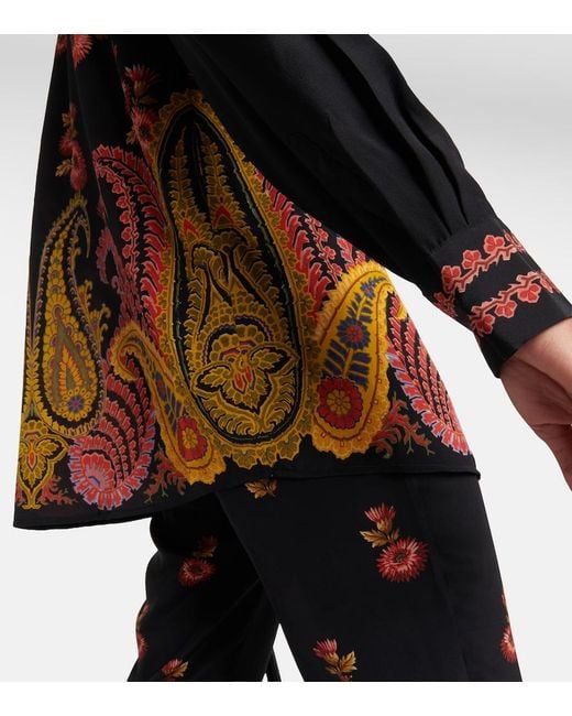 Etro Black Paisley Silk Blouse