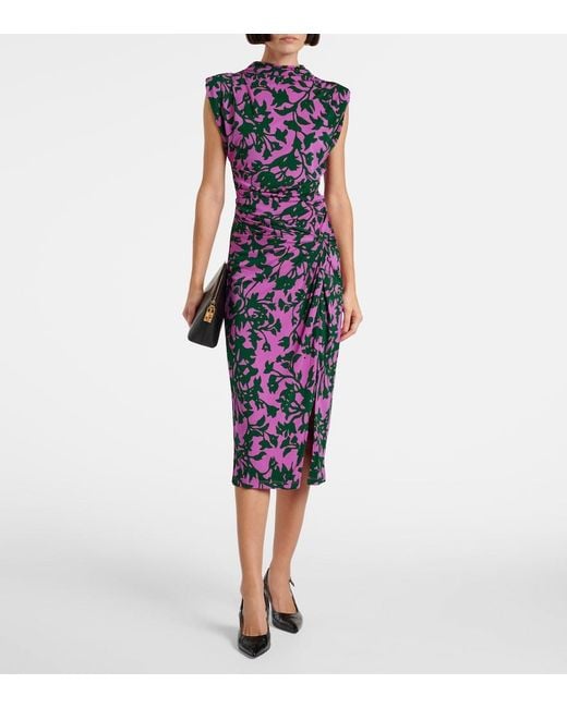 Diane von Furstenberg Purple Aviel Printed Midi Dress