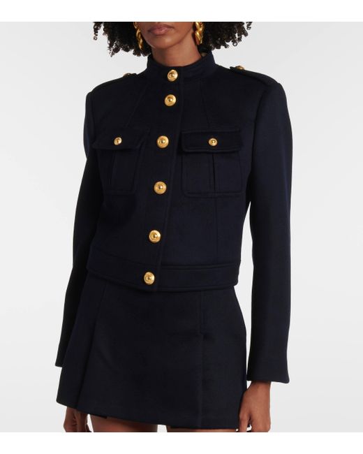 Tom Ford Blue Cropped Wool And Cashmere Jacket