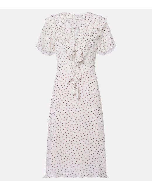 Dorothee Schumacher White Dancing Dots Polka-Dot Georgette Midi Dress