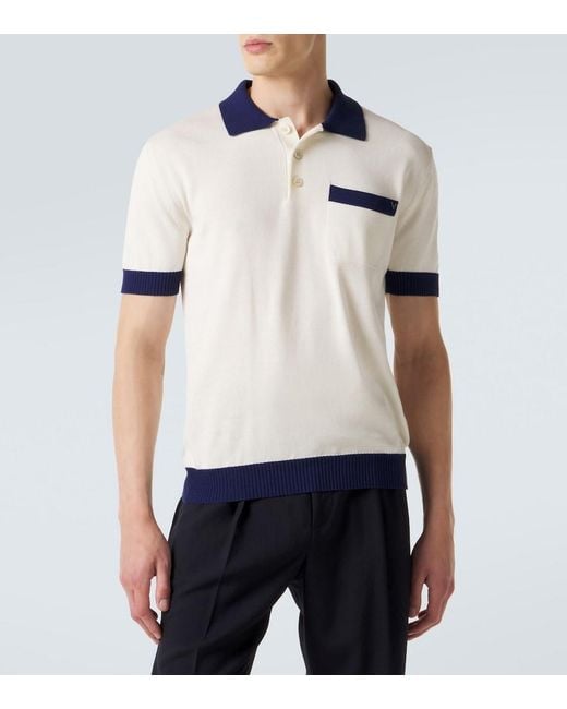 Valentino White Vgold Cotton Polo Shirt for men