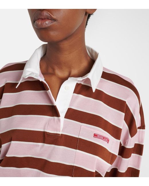 Polo Cropped De Jersey De Algodon Prada de color Pink