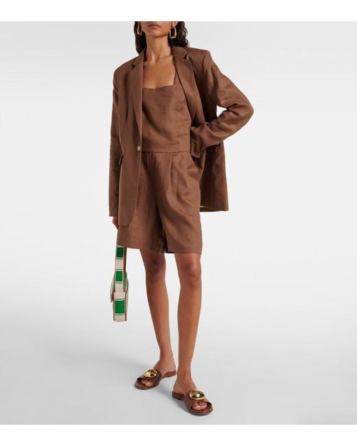 Asceno Brown Azores Linen Blazer