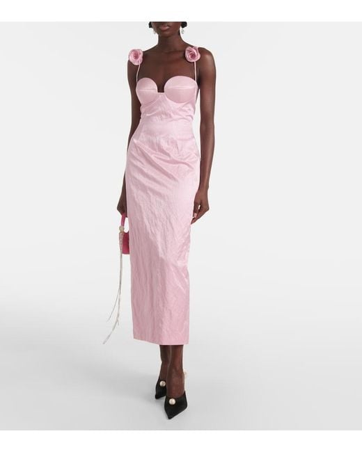 Magda Butrym Pink Floral-Applique Cotton-Blend Bustier Dress