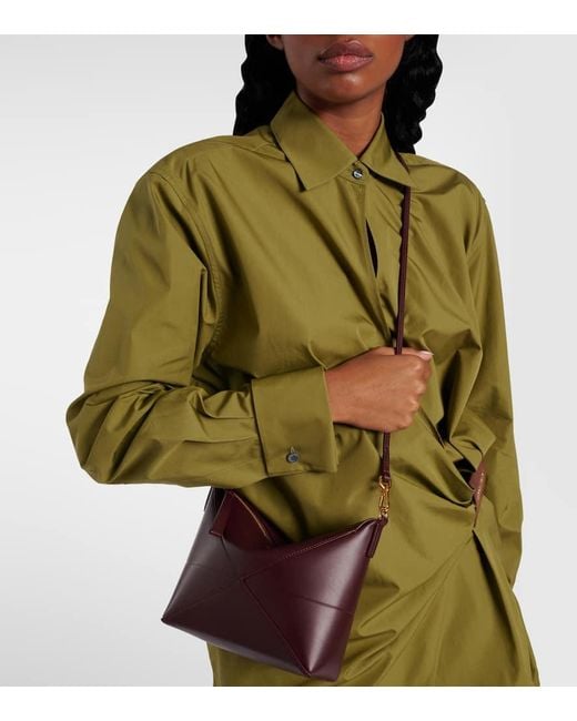 Loewe Purple Puzzle Fold Leather Shoulder Bag