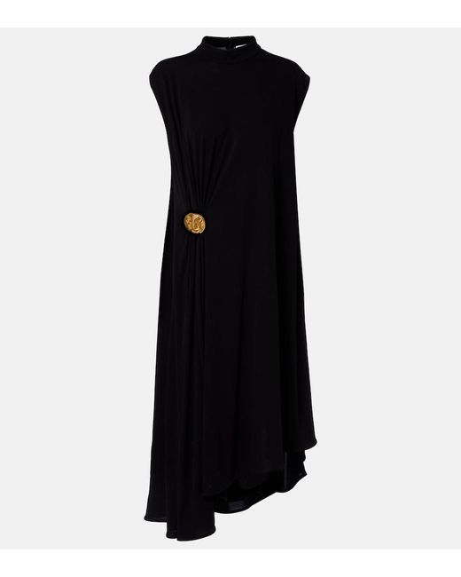 Bottega Veneta Black Asymmetric Crepe Jersey Cocktail Dress