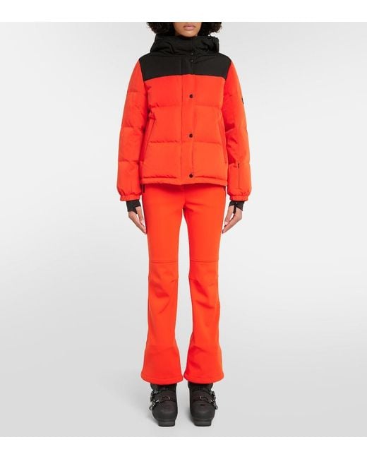 Yves Salomon Red Hooded Ski Down Jacket