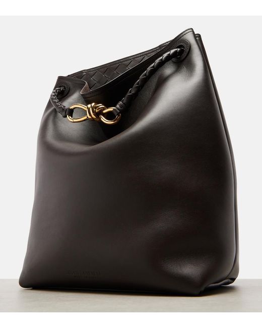 Bottega Veneta Black Andiamo Small Leather Bucket Bag
