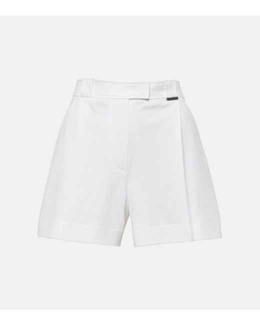 Brunello Cucinelli White Pleated Cotton Shorts