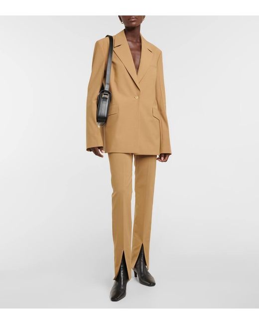 Nanushka Natural Florine Slim Wool-blend Pants