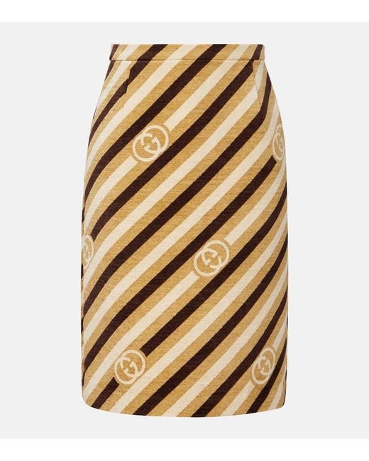 Gucci Natural Bleistiftrock Interlocking G Aus Chenille