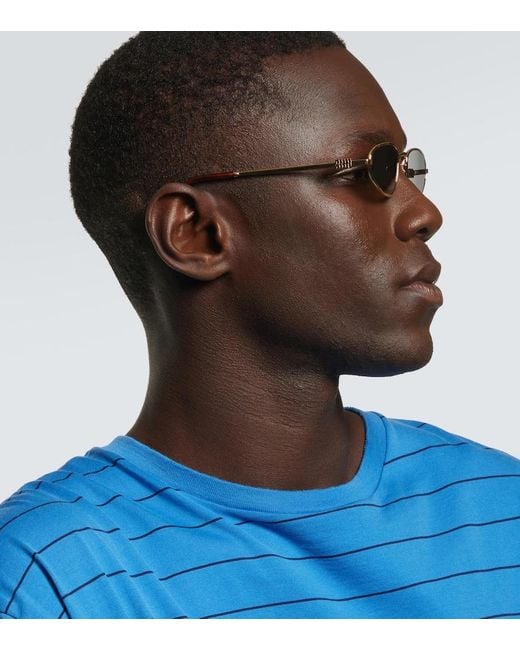 Miu Miu Metallic Logo Oval Sunglasses for men