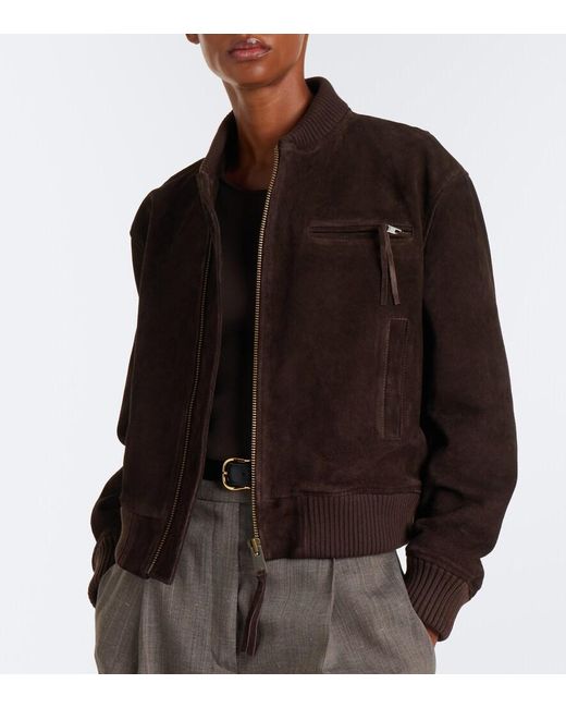 Arma Black Elysia Suede Bomber Jacket