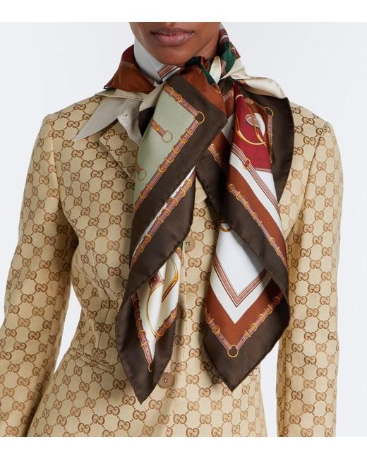 Gucci Green Silk Twill Scarf